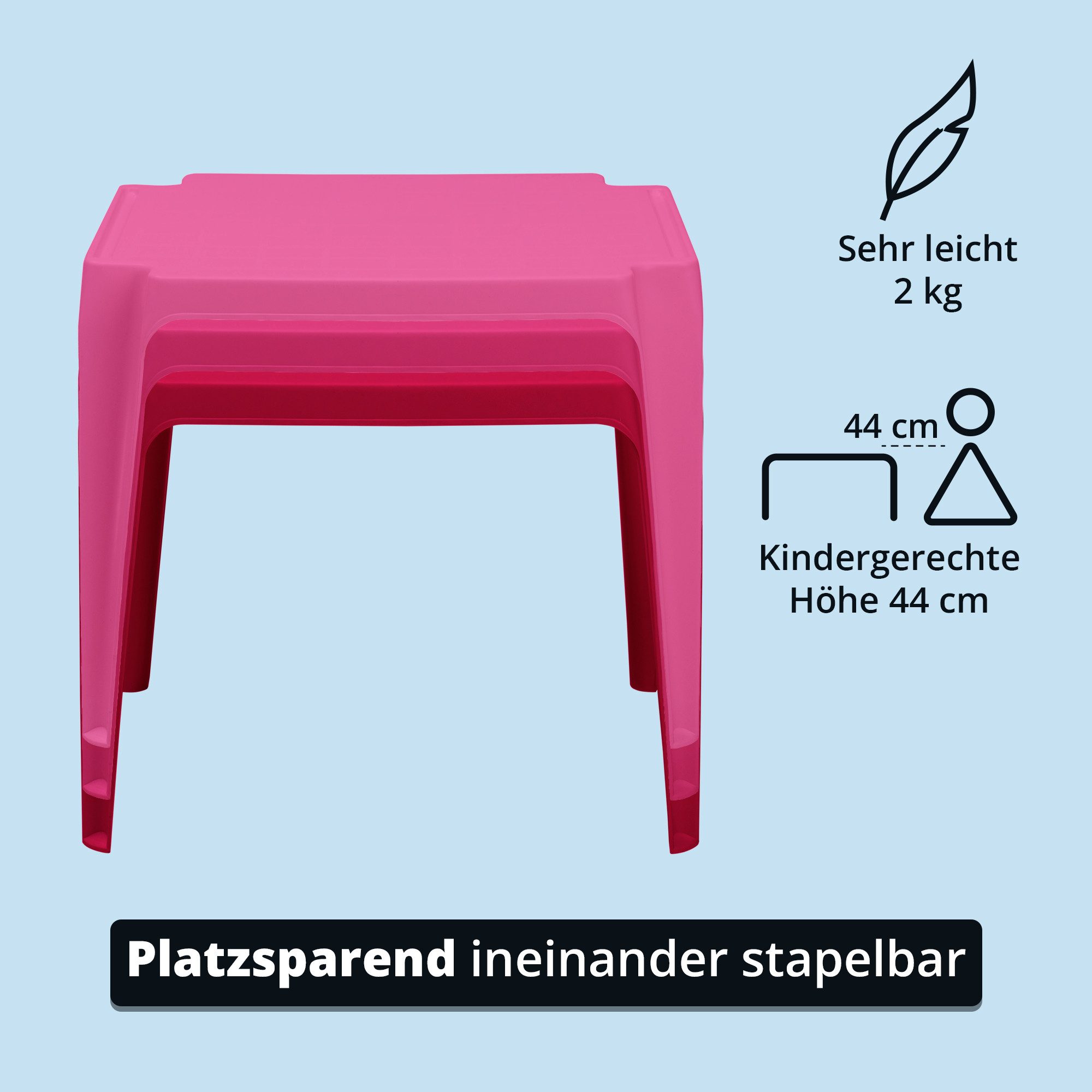 KHG Kindertisch Kindertisch für Garten & Kinderzimmer, Pflegeleichte Oberfläche (kindgerechte Höhe 44 x 50 x 50 cm, Outdoor, robust wetterfest), Pflegeleicht, W – Bild 3 von 5