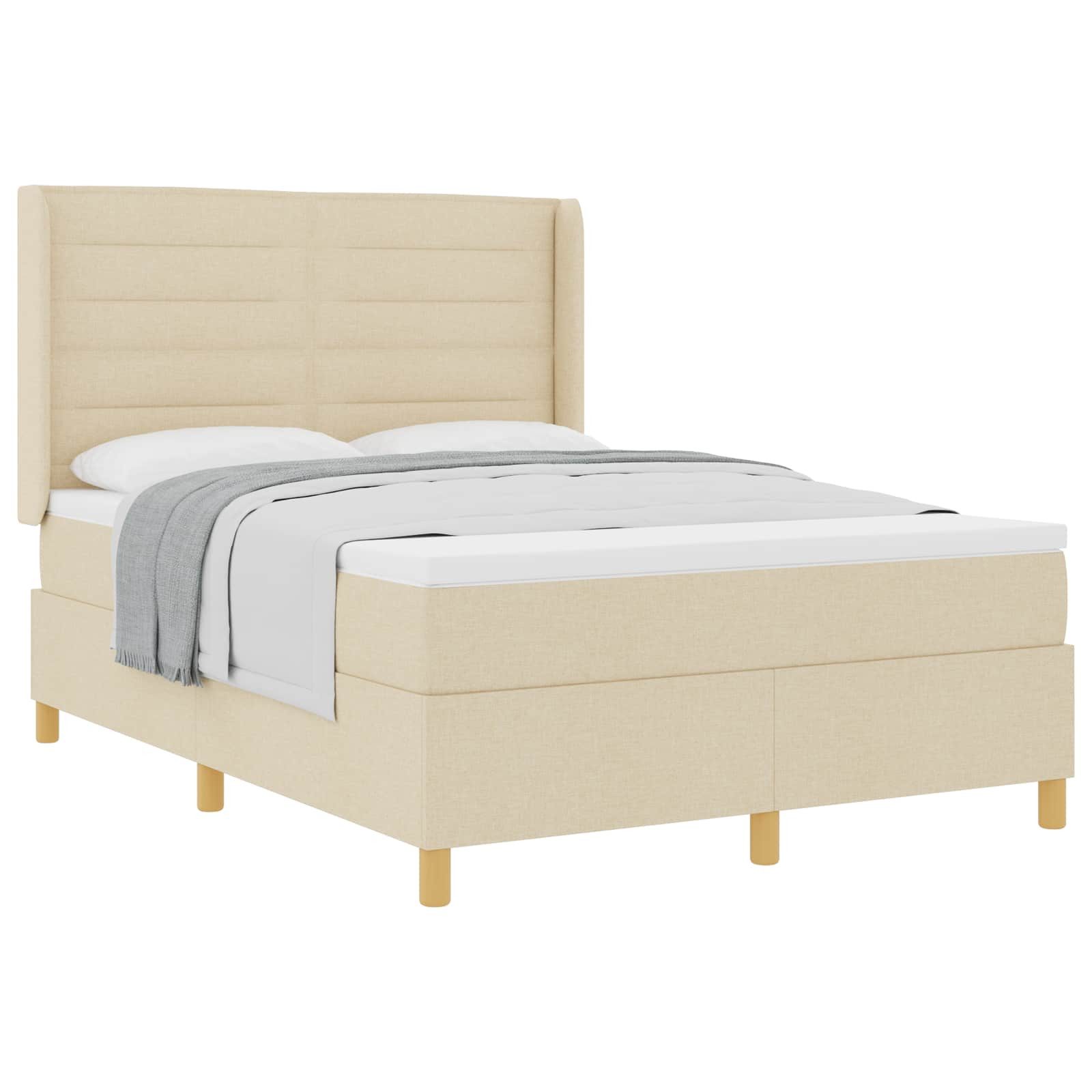 Bett Boxspringbett mit Matratze Creme 140 x 190 cm Stoff