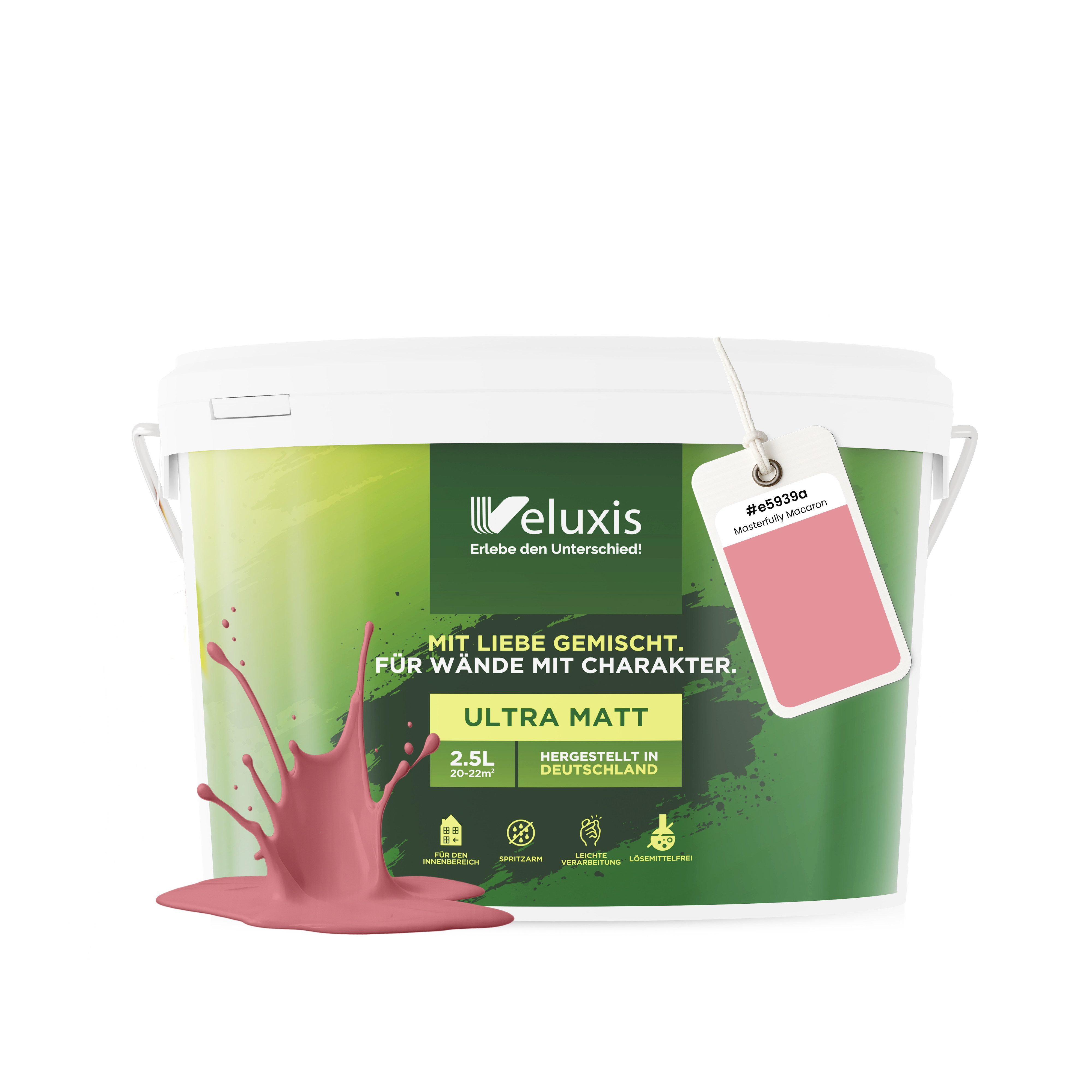 Veluxis Wandfarbe Veluxis® Wandfarbe Universal, Deckkraft-Klasse 1, Streifenfrei, tropfarm & VOC-frei