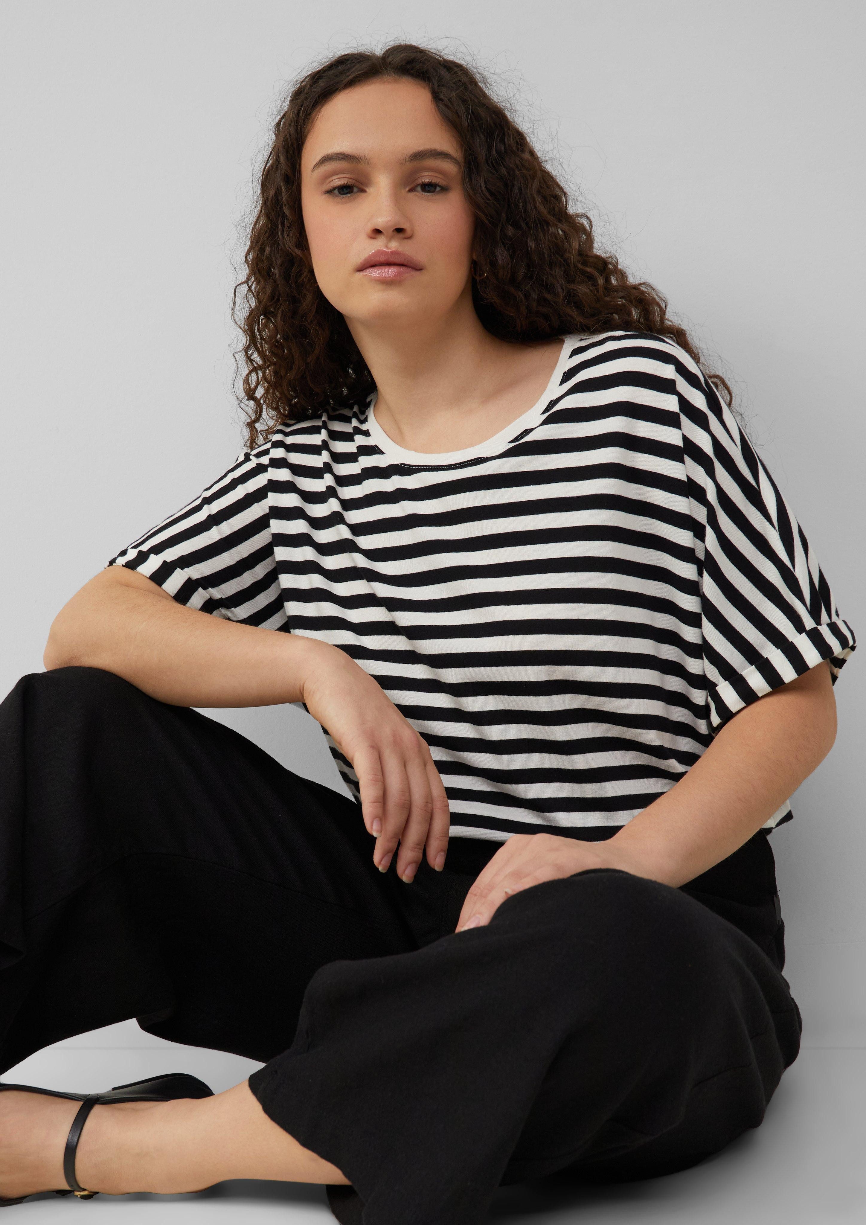 QS Kurzarmshirt Locker geschnittenes T-Shirt aus günstig online kaufen