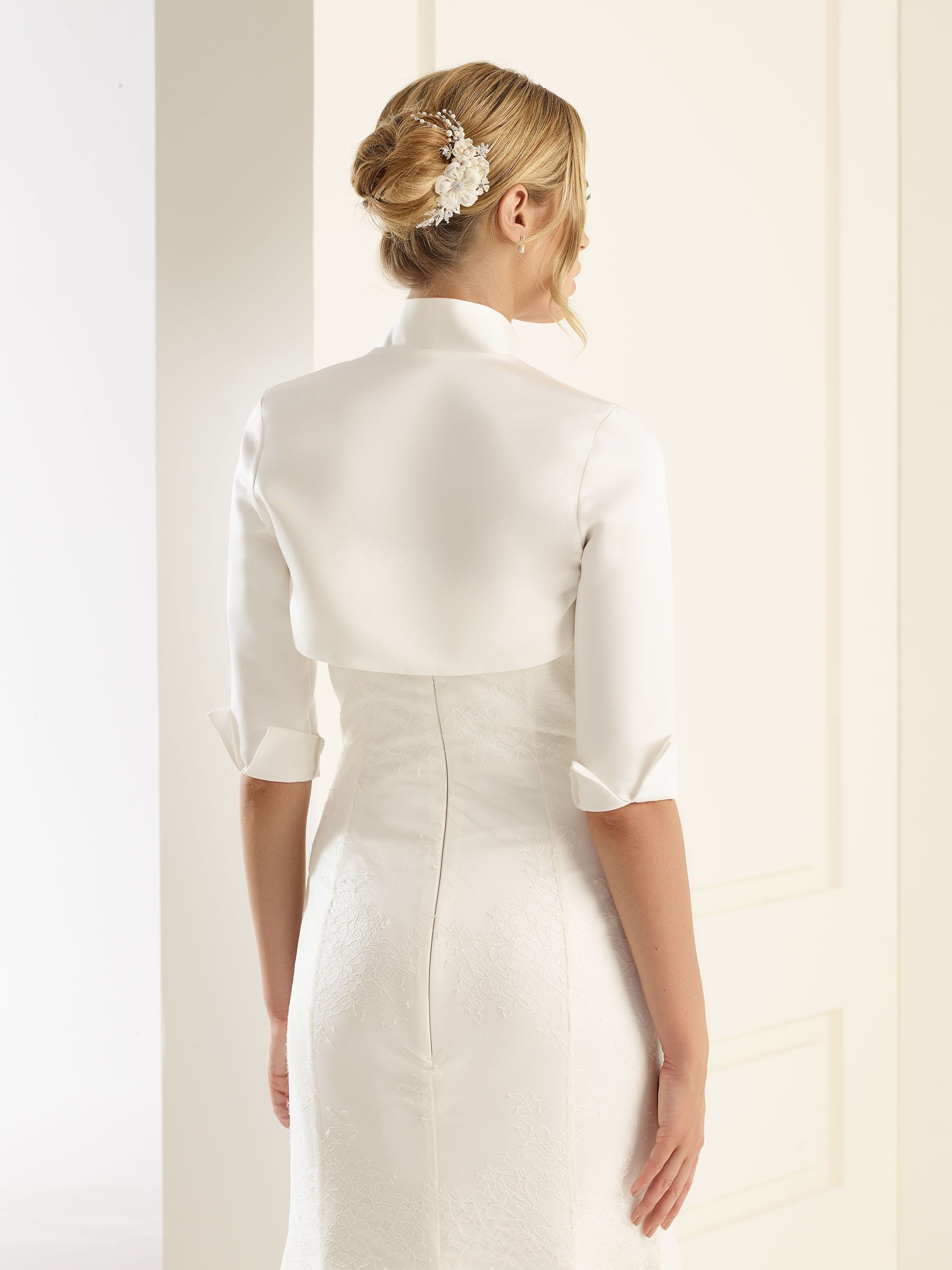 Hochzeit E55S Satin Avalia und ivory Bolerojacke Avalia Braut aus Brautjacke Taft