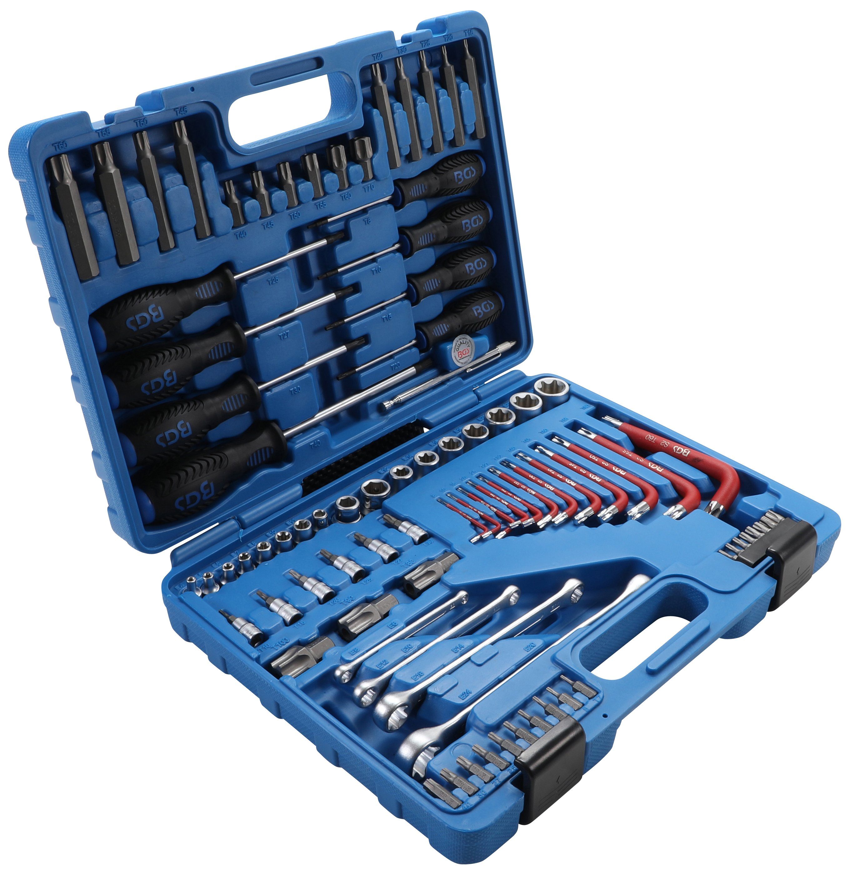 Werkzeugset Werkzeugsortiment, 1/4"+1/2", E-Profil / T-Profil (für Torx), 84-tlg.