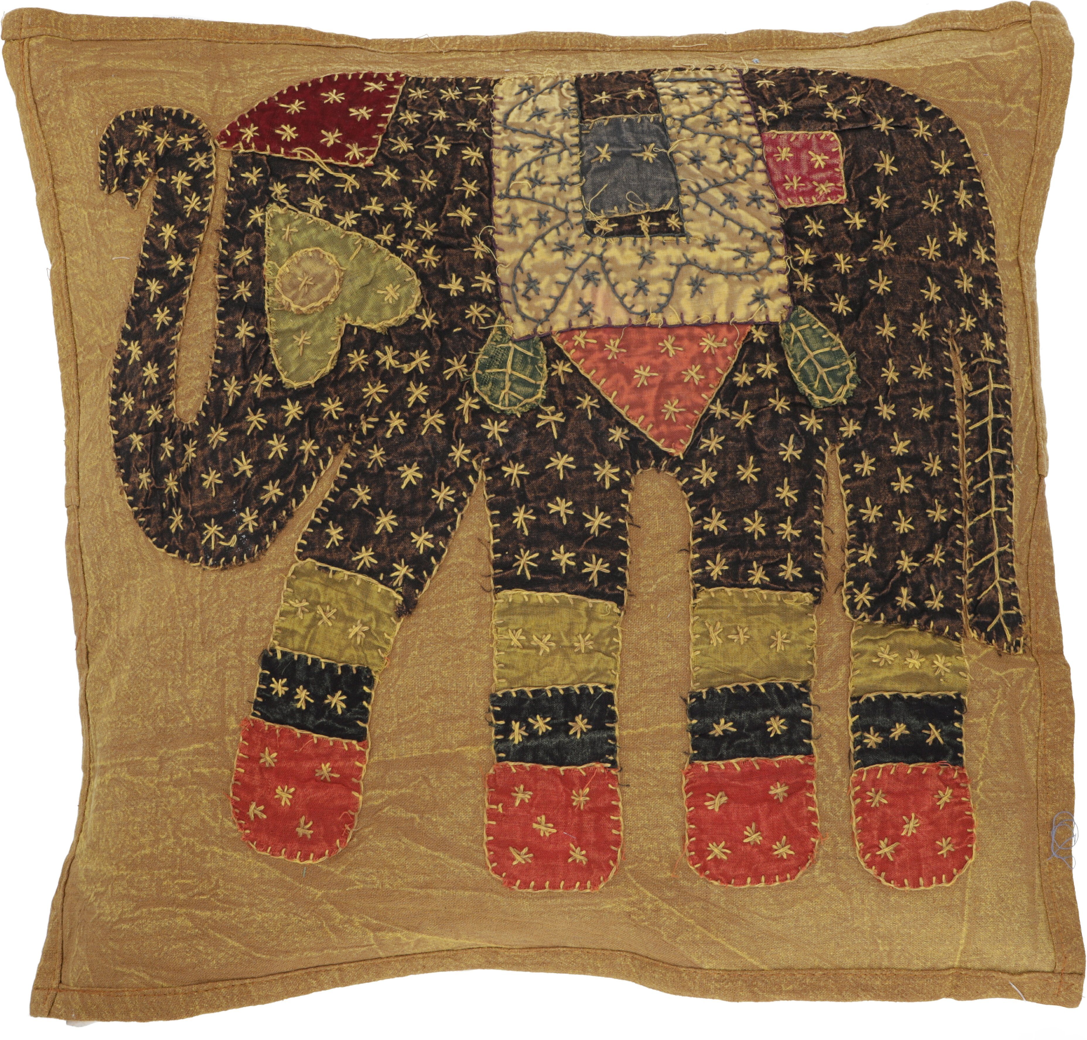 Kissenbezüge Indische Kissenhülle, besticktes Elefanten.., Guru-Shop caramel