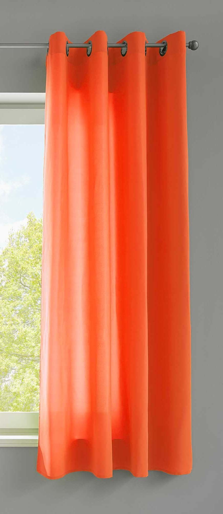 Vorhang, Gardinenbox, Ösen (1 St), blickdicht, Microfaser, Schal Ösen »Berlin« Blickdicht Matt 20405N Orange | Fertiggardinen