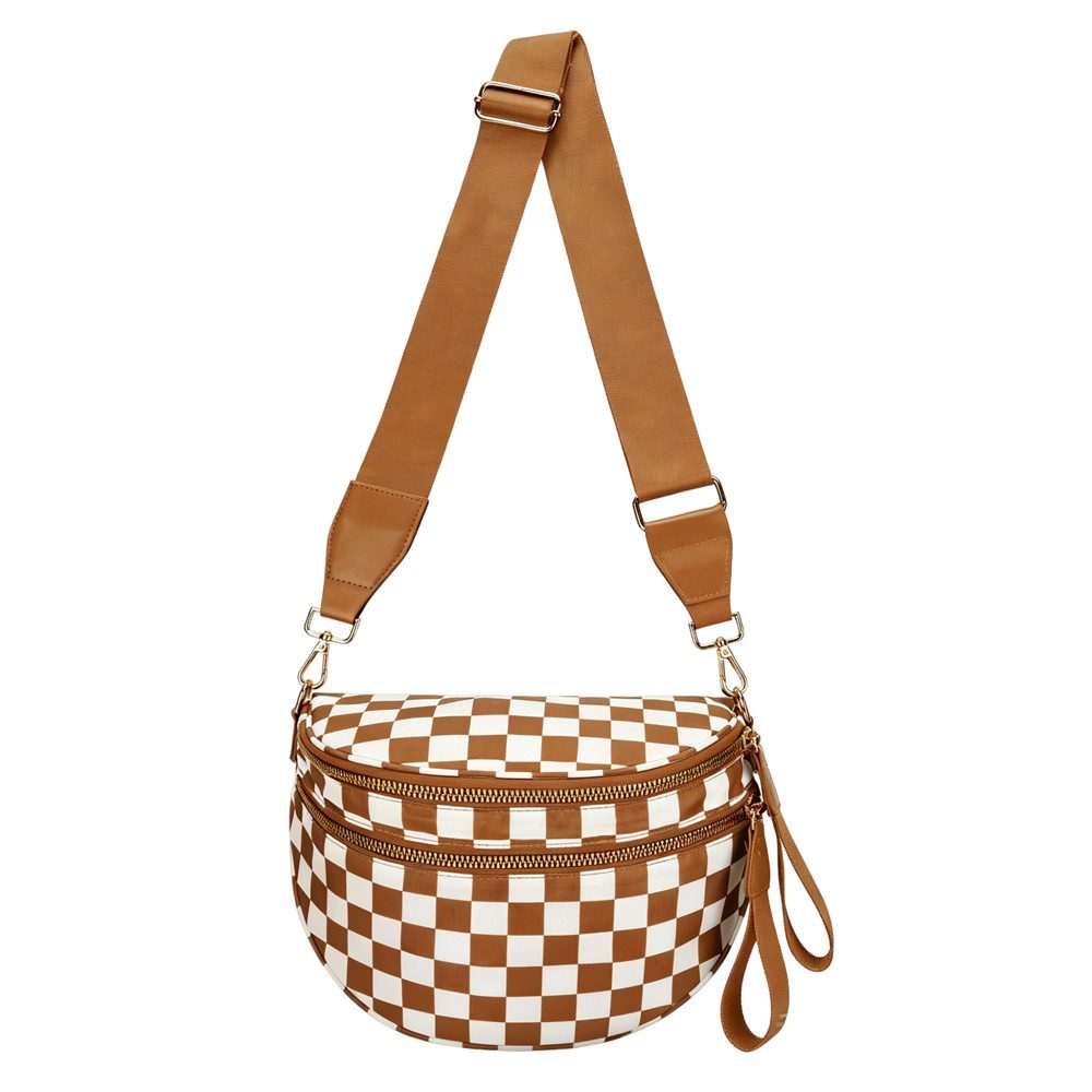nsihing Umhängetasche im Karomuster, Gürteltaschen Crossbody Bauchtaschen für Damen, geräumige Sling-Bag-Tasche mit Schulterriemen