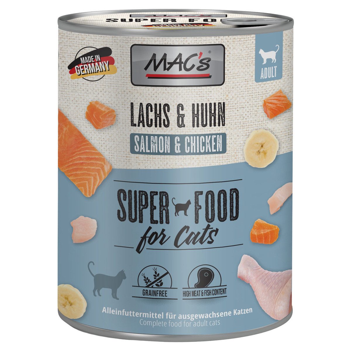 MAC'S Lachs & Huhn 800 g - 6 Stück, Nassfutter für: Katze