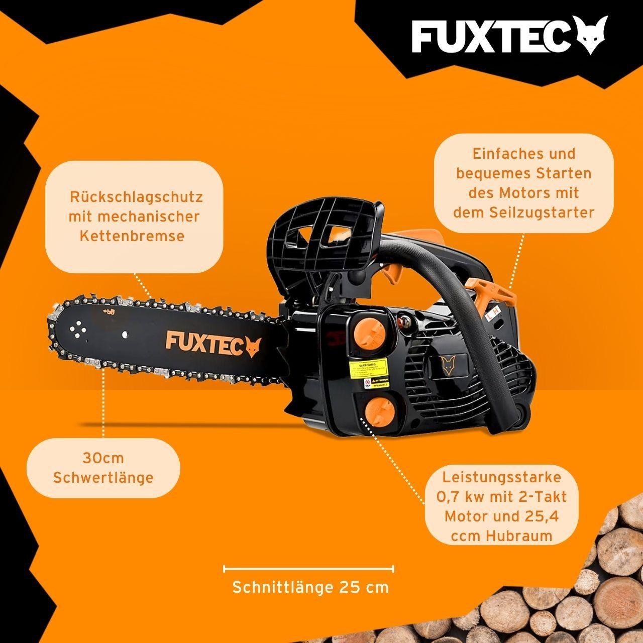 FUXTEC Benzin-Kettensäge FX-KS226, 30 cm Schwertlänge, 2-Takt, Schnittlänge 25 cm, 25,4 ccm, 3 kg – Bild 5 von 5