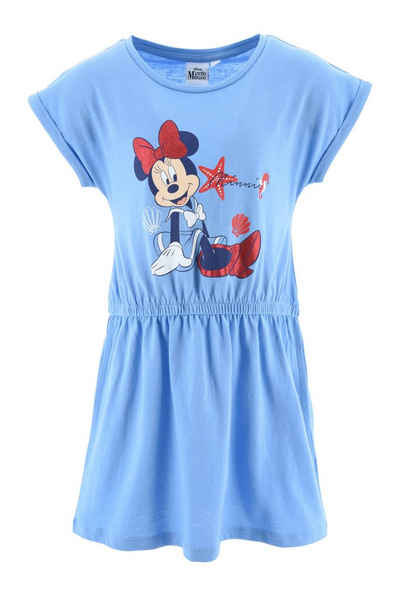 Disney Sommerkleid Disney Minnie Maus Kinder Mädchen kurzarm Kleid Gr. 98 bis 128, 100% Baumwolle