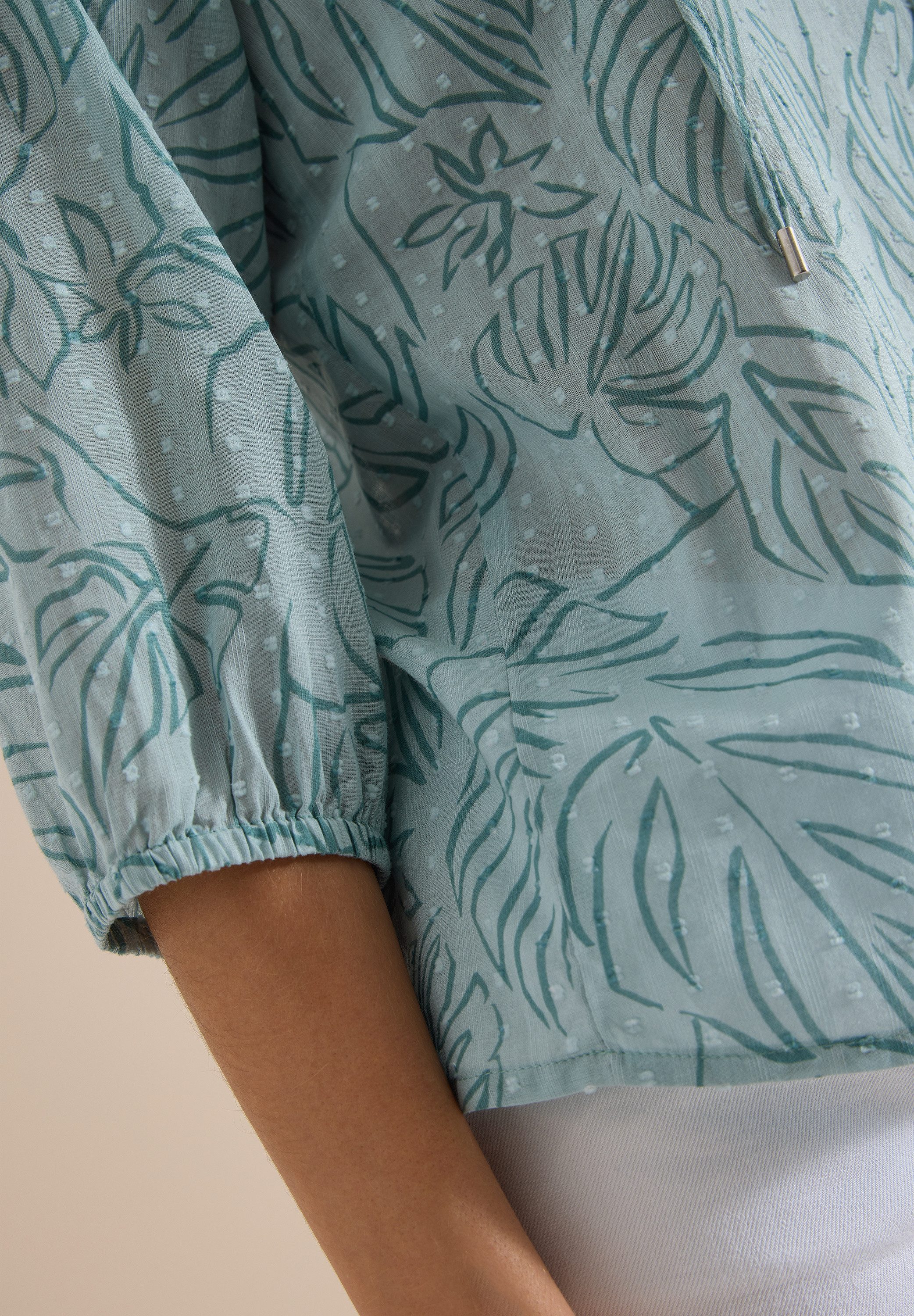 CECIL Druckbluse 3/4-Arm Sommerbluse-Tunika mit Blätterprint