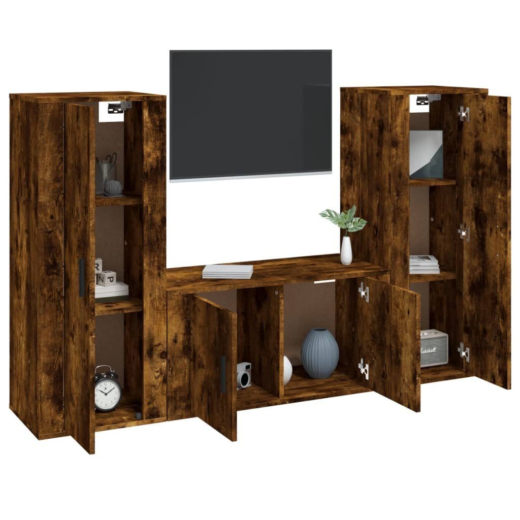 furnicato TV-Schrank 3-tlg. Holzwerkstoff TV-Schrank-Set Räuchereiche