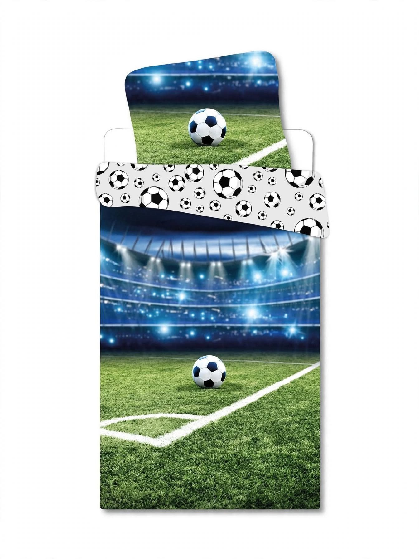 BrandMac Kinderbettwäsche Bettwäsche Set Fußball Stadion 135x200 cm + 80x80 cm, 100 % Baumwolle, 2 teilig, Langlebig