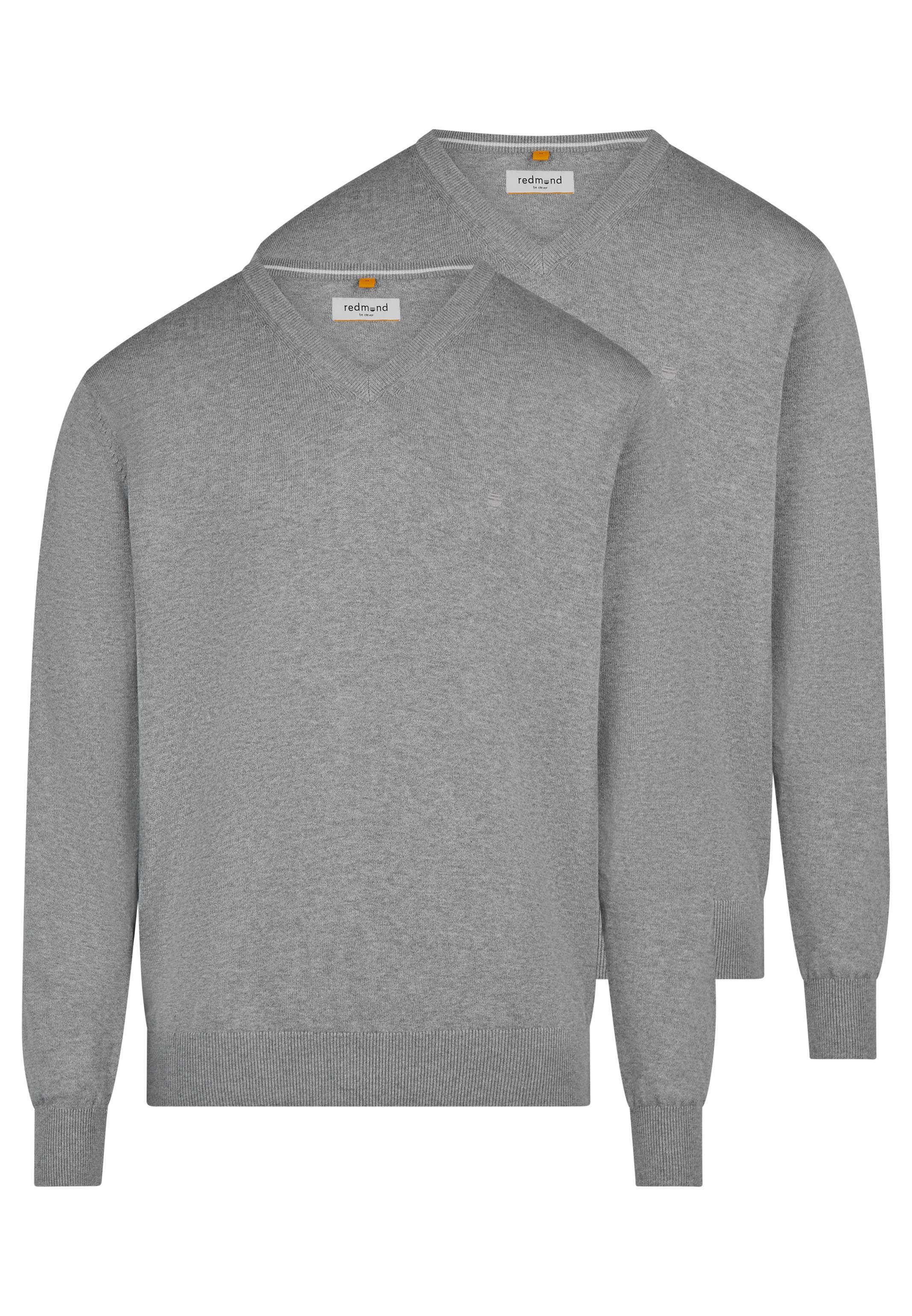 Redmond V-Ausschnitt-Pullover 2er Pack Basic (Spar-Set, 2-tlg) Pullover - Baumwolle - Atmungsaktiv - Weicher Feinstrick