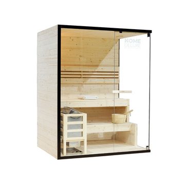 HOME DELUXE Sauna SHADOW - L, BxTxH: 150,00 x 120,00 x 190,00 cm, für bis zu 3 Personen, inkl. 4,5 kW Saunaofen, hochwertige Fichte