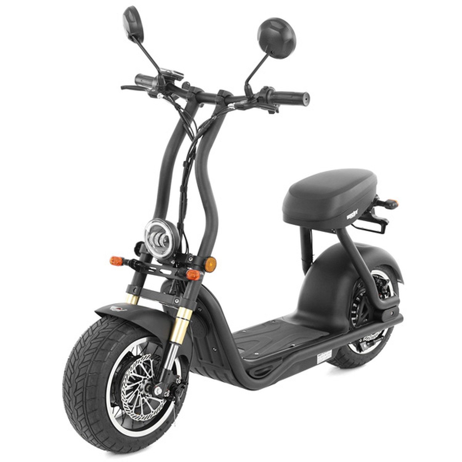 Hecht E-Scooter Cocis Mini Black mit Straßenzulassung & Breitreifen, 1000 W, Elektroroller mit Sitz, Lithium-Akku, 36 km Reichweite