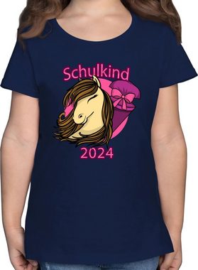 Shirtracer T-Shirt Schulkind 2024 Pferd mit Schultüte Einschulung Mädchen