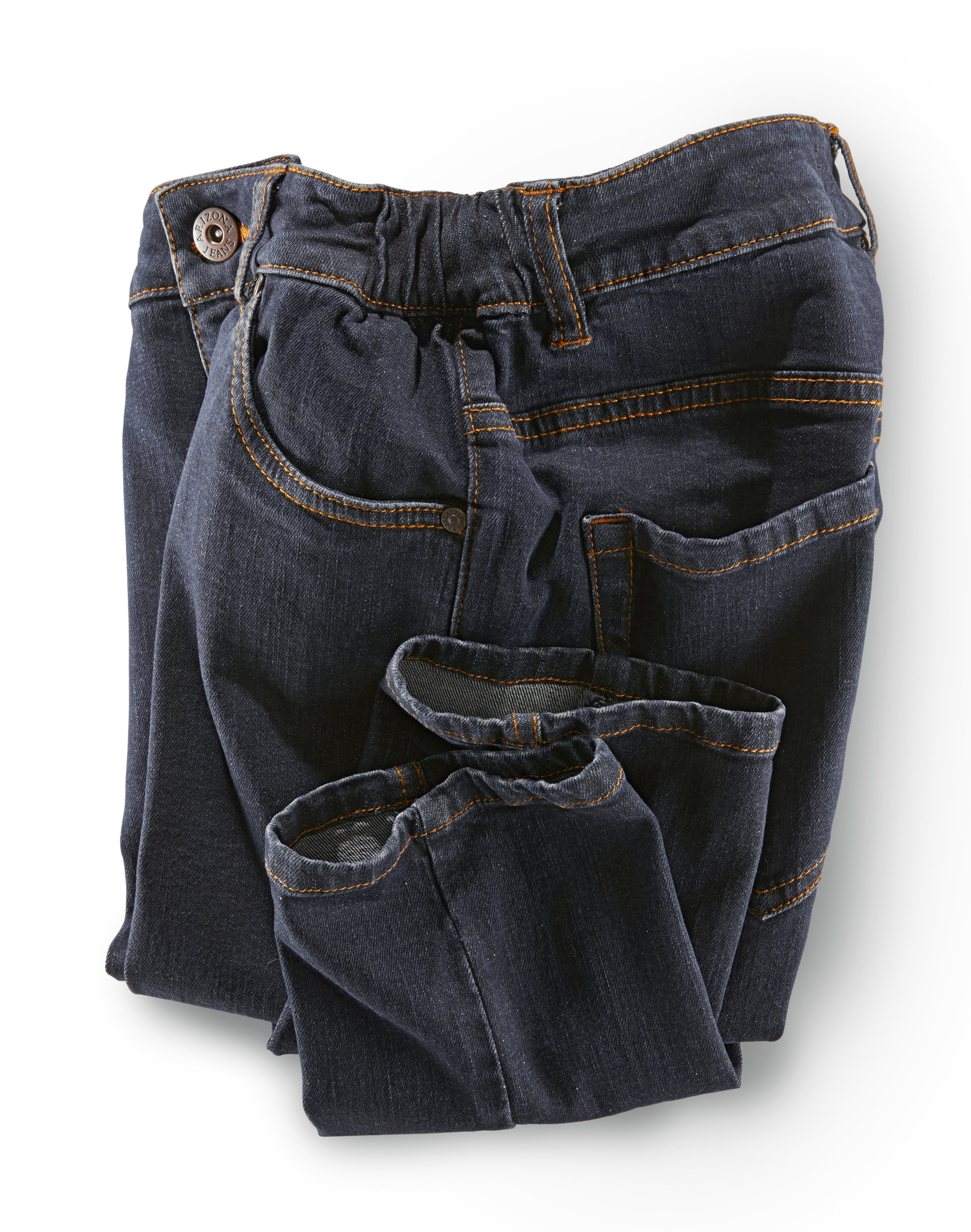 Arizona Slim-fit-Jeans Bund mit Gummizugeinsatz High seitlichem Waist rinsed