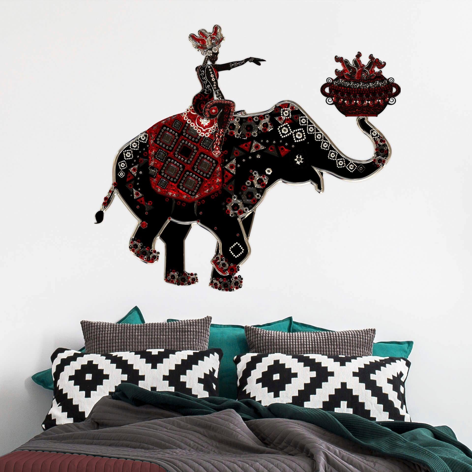 Wall-Art Wandtattoo Metallic Elephant Ride