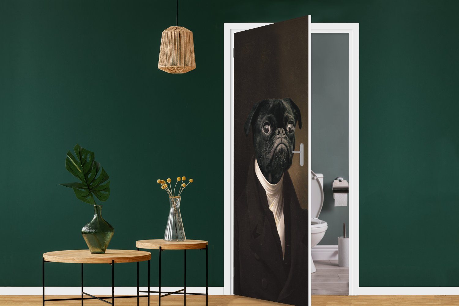 MuchoWow Türtapete Hund - cm St), Kunst bedruckt, (1 Tür, für Türaufkleber, 75x205 - Matt, Fototapete Tiere