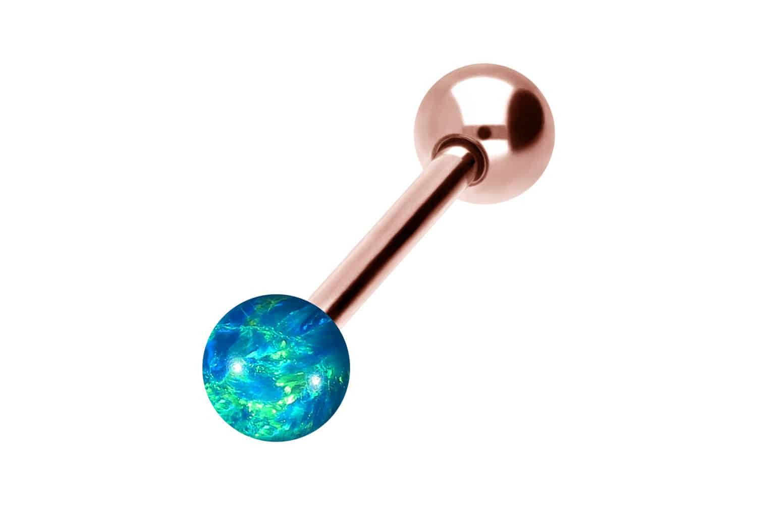 Brustwarzenpiercing Chirurgenstahl Barbell SYNTHETISCHER OPAL + CHIRURGENSTAHL-KUGEL