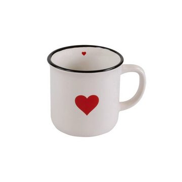 matches21 HOME & HOBBY Tasse Kaffeetassen mit Herz in Emaille-Optik 6 Stk. 8,5 cm mit 350ml, Keramik
