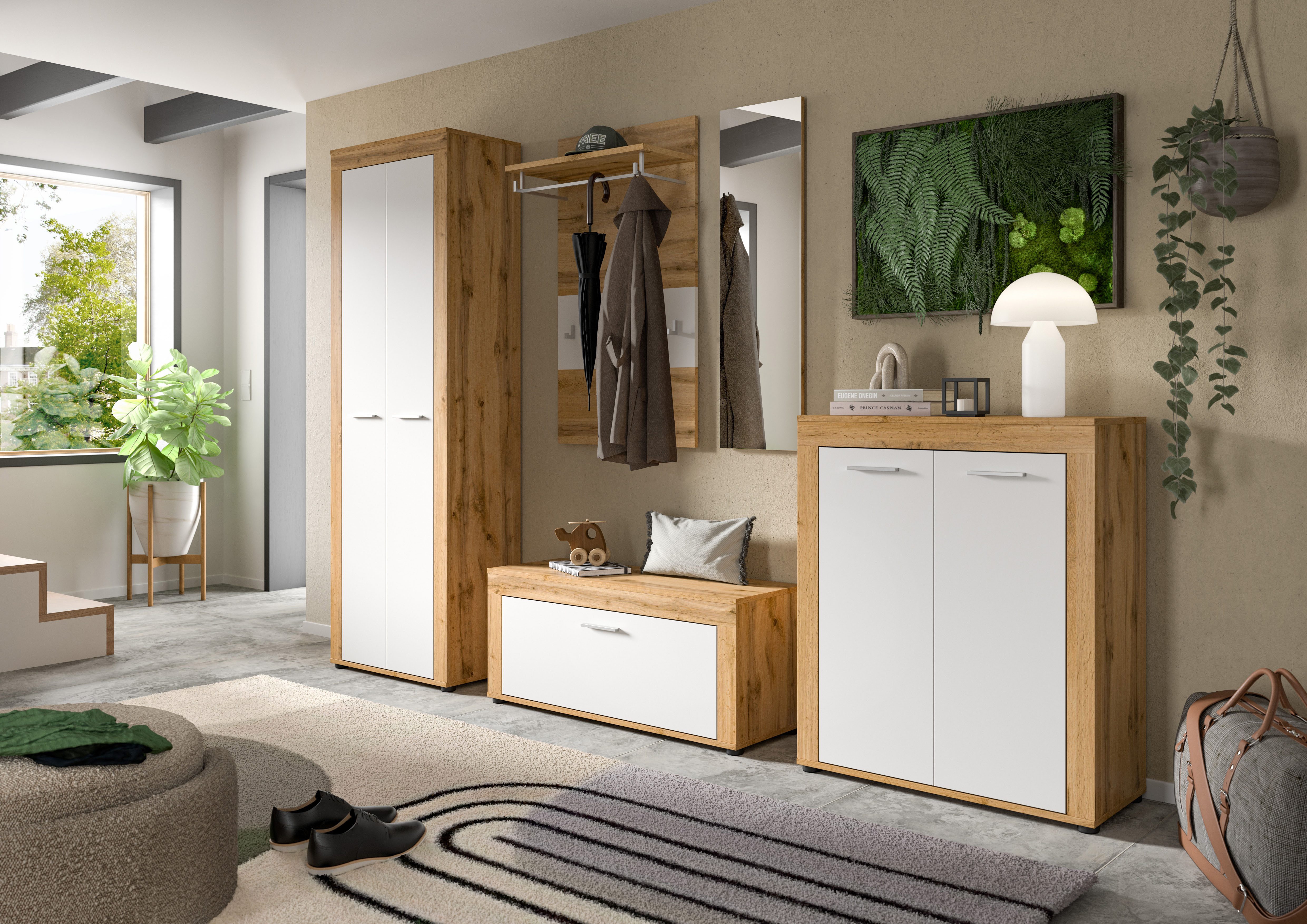 OTTO home Schuhschrank AOSTA, Höhe 95cm, 2 Türen, 3 Einlegeböden, 4 Fächer (in verschiedenen Farbausführungen erhältlich, individuell kombinierbar) Kommode, Sch – Bild 5 von 5