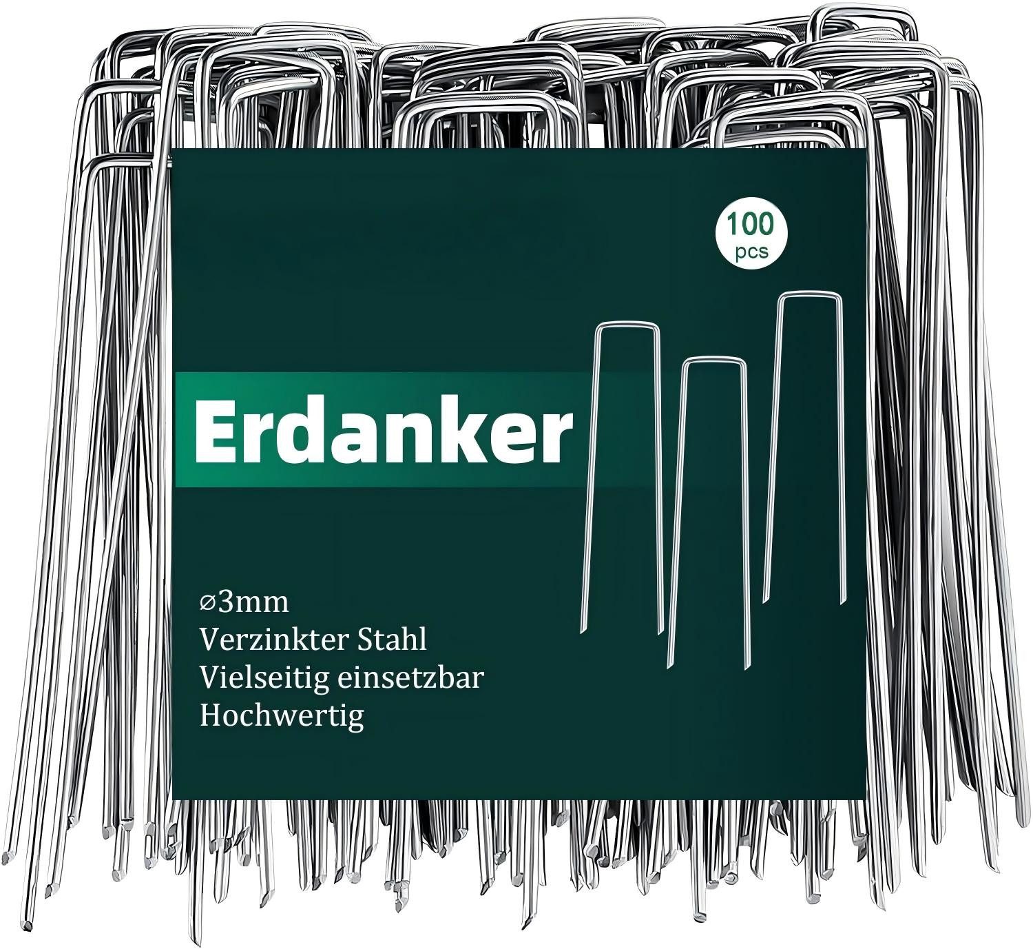 Zedelmaier Bodenanker Ø3mm Erdanker Bodenanker, 150x25mm Verzinkter Stahl, (100-St)