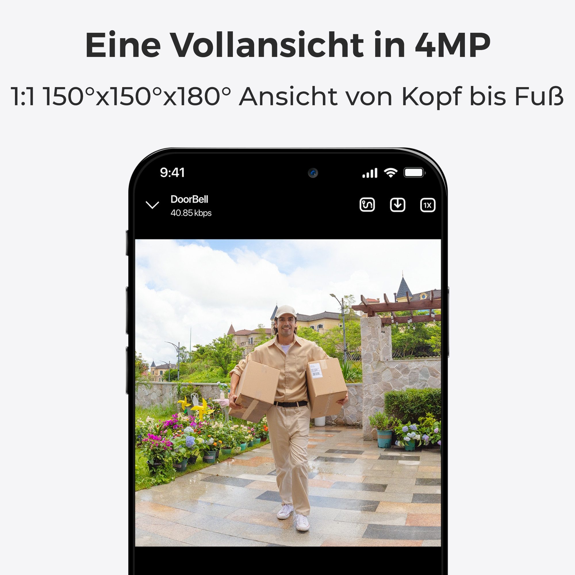 Reolink Smart Home Türklingel Akku-Türklingel Smarte 2K Dualband-WLAN (Außenbereich, 4MP,Personen/Fahrzeug/Paketerkennung,Arbeitet mit Reolink NVR,Chime)