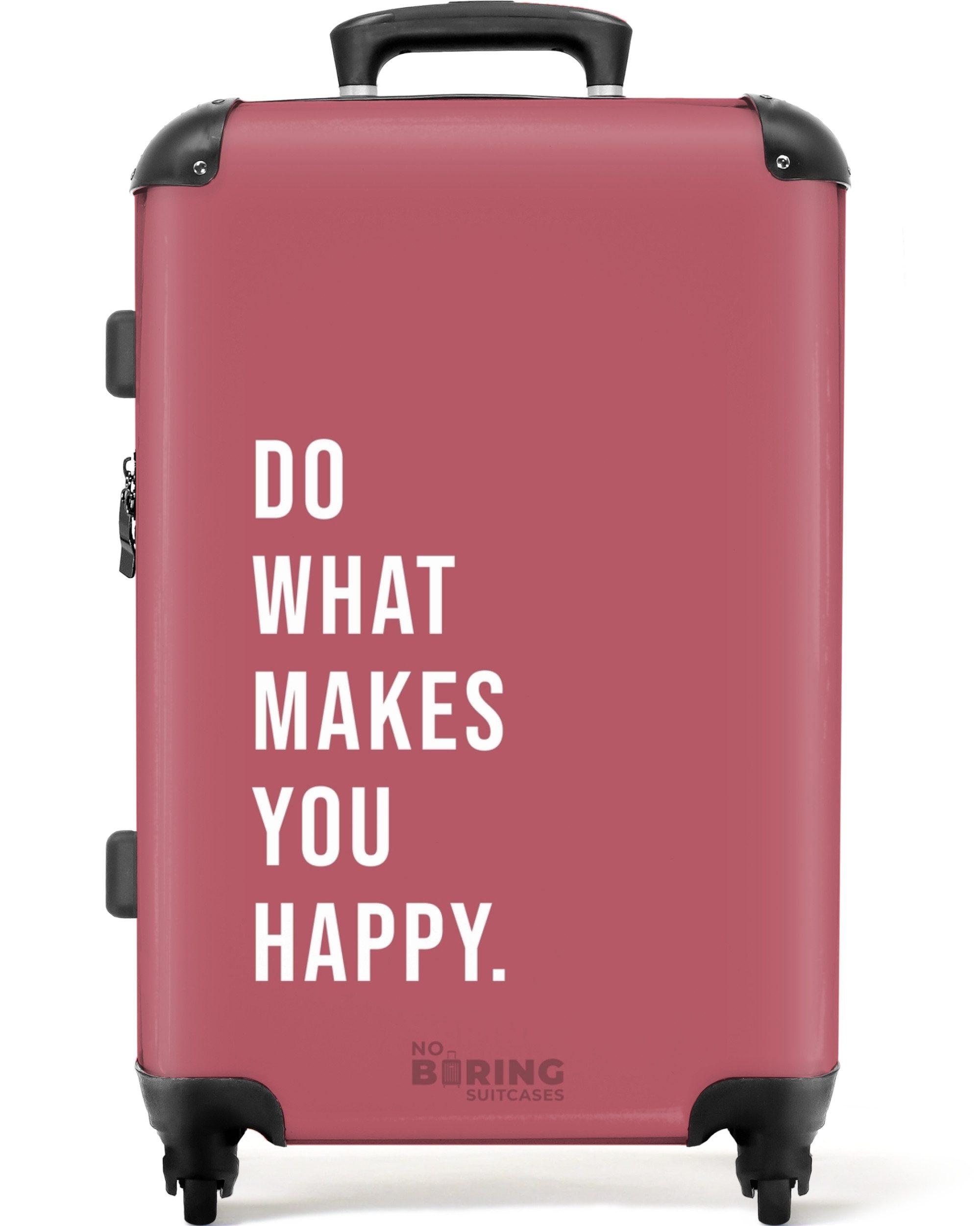 NoBoringSuitcases.com© Hartschalen-Trolley Rosa mit Zitat "Tu, günstig online kaufen