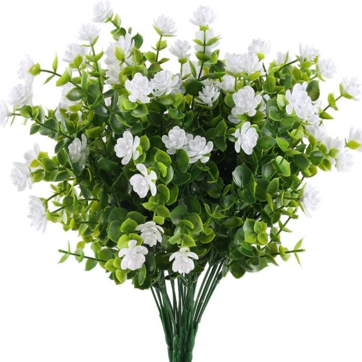 Kunstblume Künstliche Blumen Kunststoff Künstliche Pflanze Sträucher für Deko, Jormftte weiß
