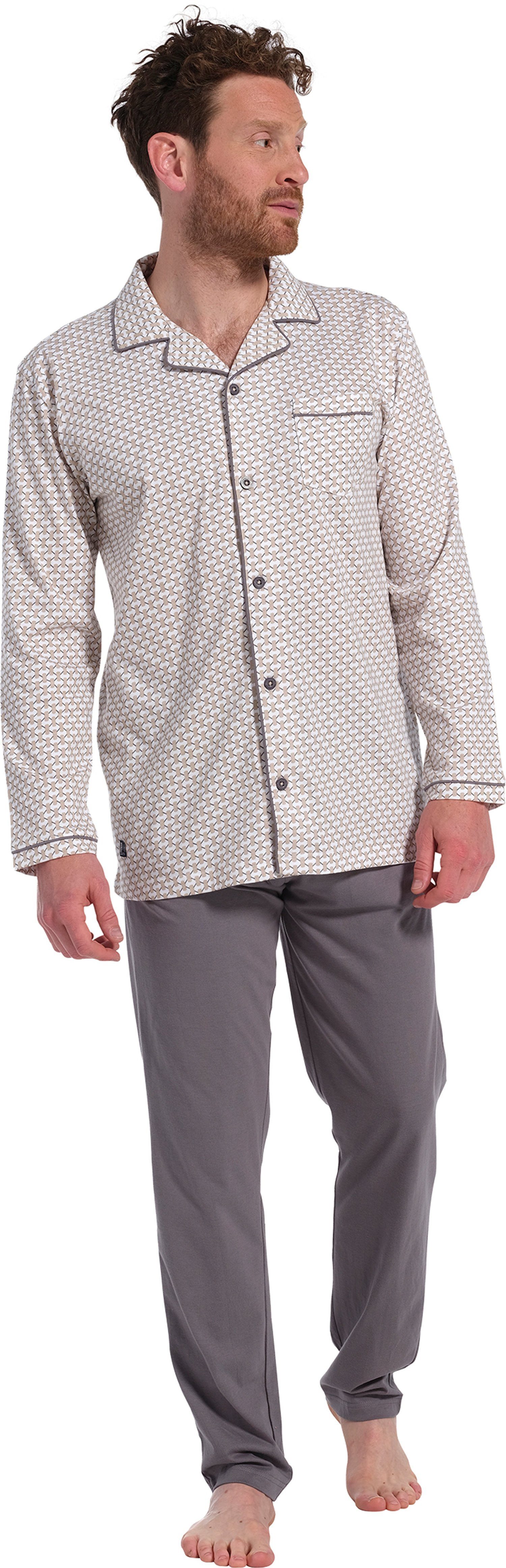Pastunette Schlafanzug Herren Schlafanzug geknöpft (2 tlg) Baumwolle | Pyjama-Sets