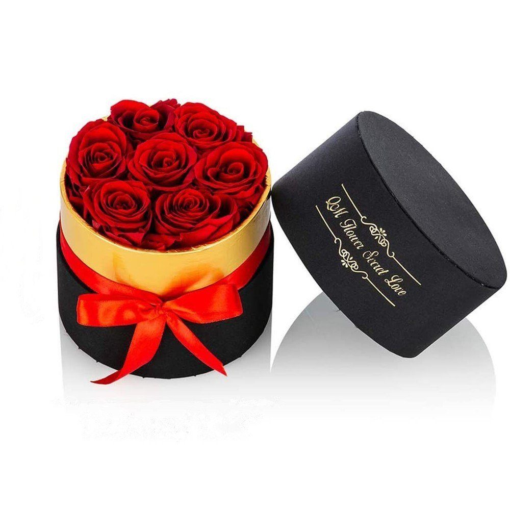Romantisches TUABUR Box konservierte klein Handgemachte Geschenk, rote Rose Kunstblumenstrauß