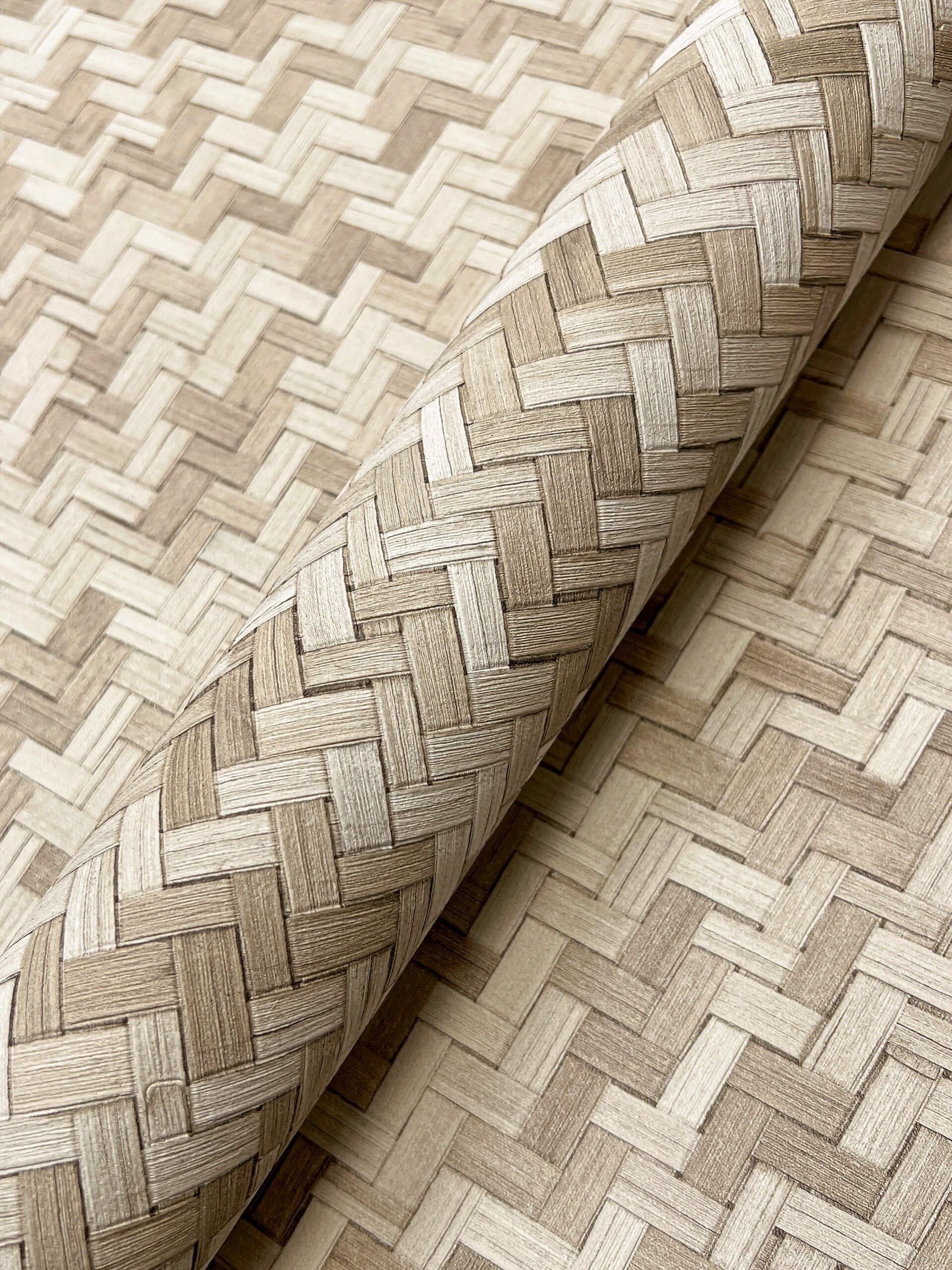 Newroom Vliestapete, Beige Tapete Uni Rattan-Optik günstig online kaufen