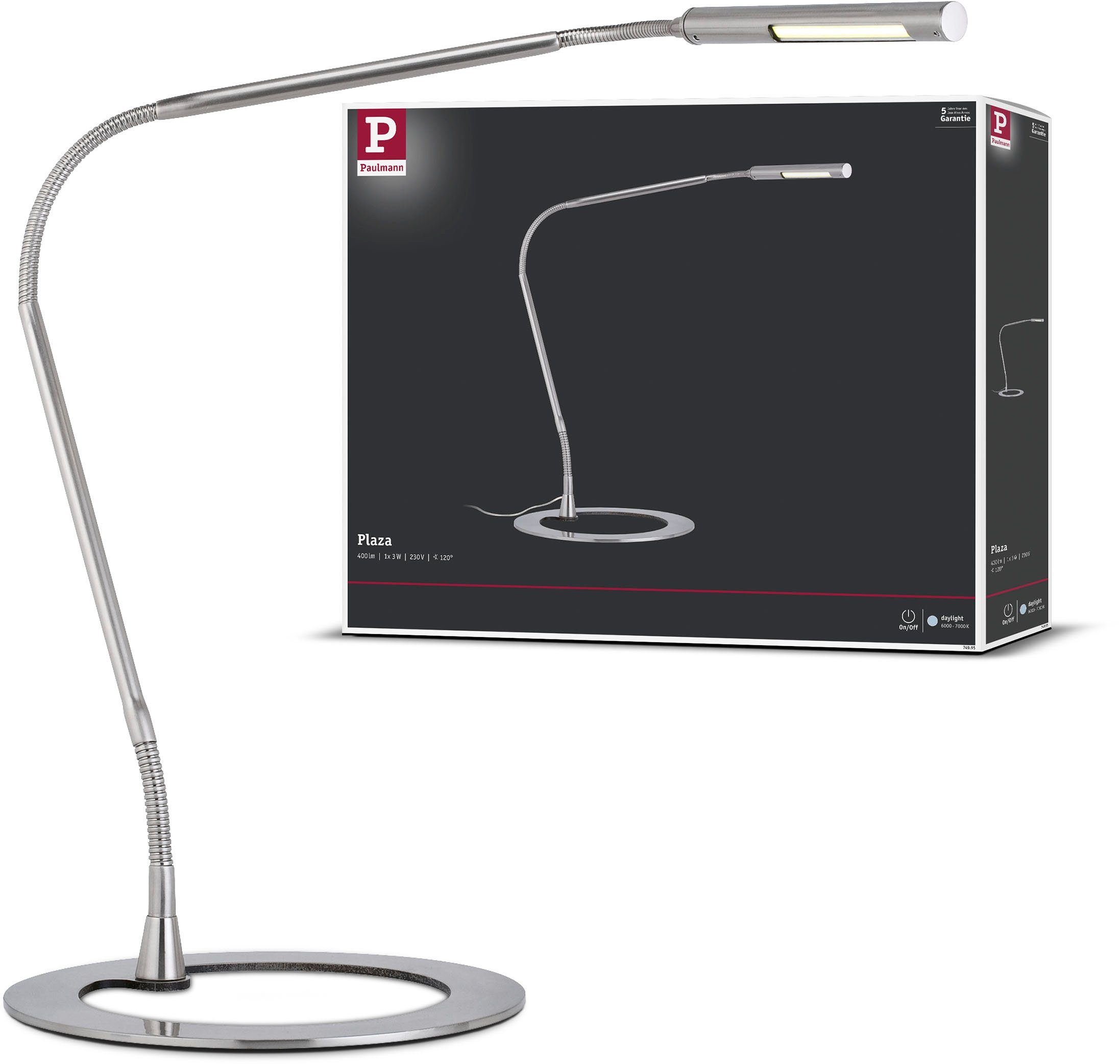 Paulmann LED Schreibtischlampe Plaza, LED fest integriert | Tischlampen