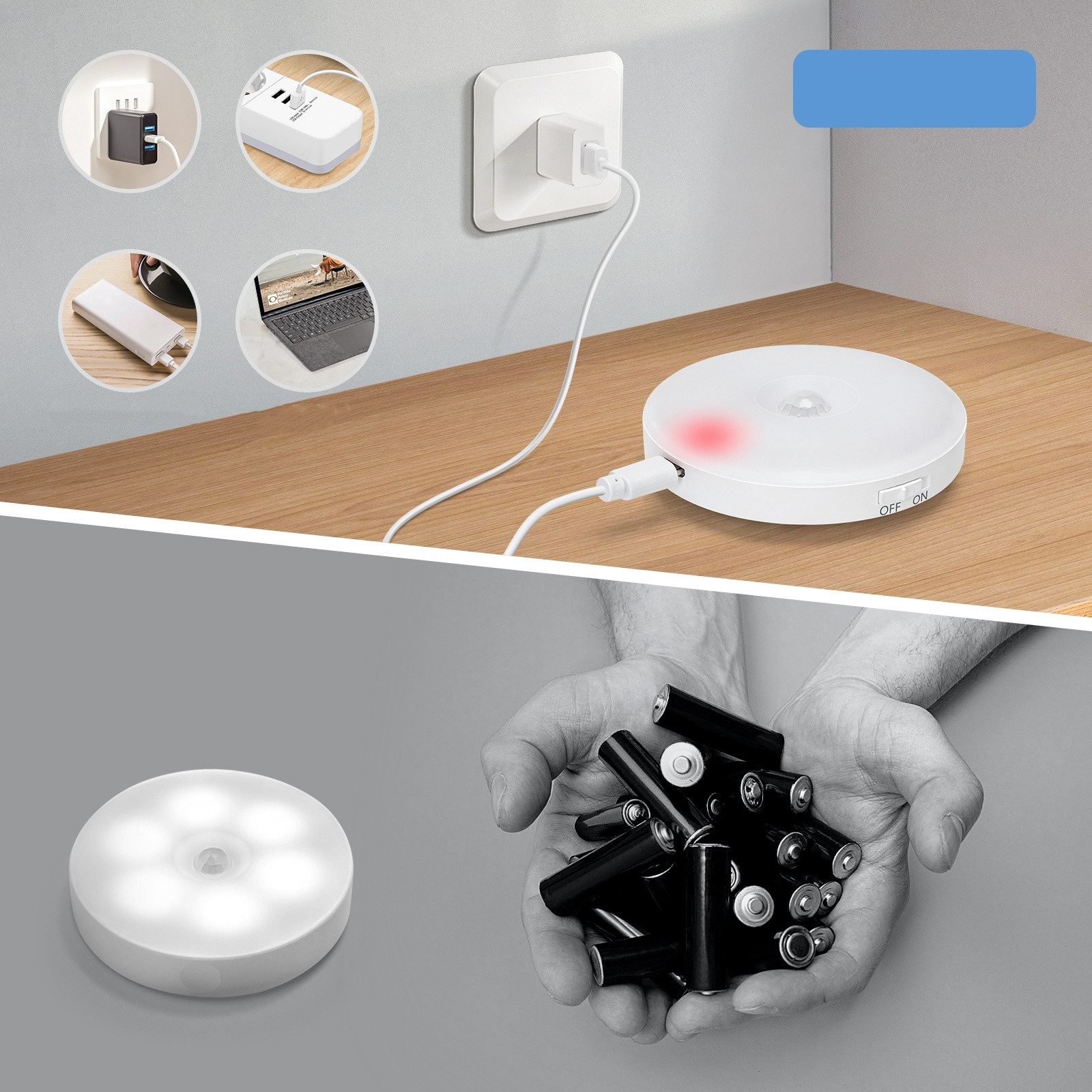 Aigostar LED Nachttischlampe 2 Stück 6500K Nachtlicht Kinder,Aufladbar USB, günstig online kaufen