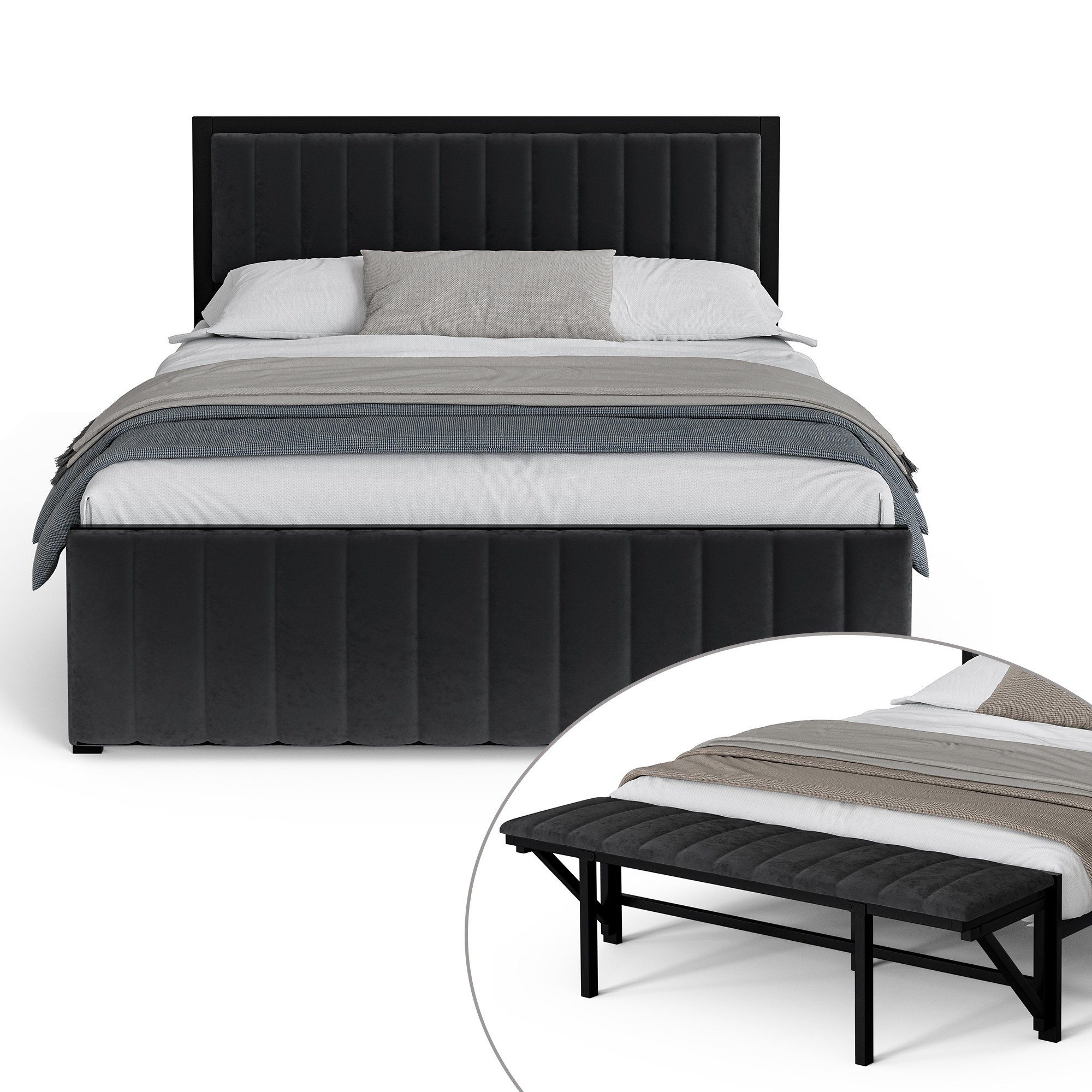 LVHOM Polsterbett Metallbett 140x200cm/160x200cm Bettgestell mit günstig online kaufen