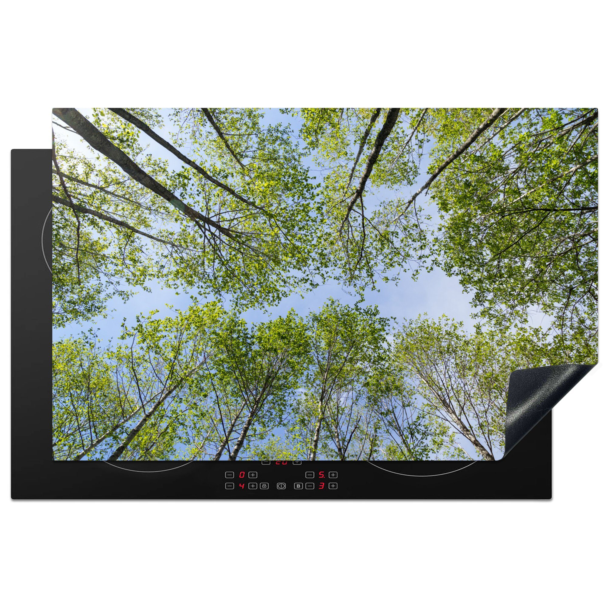 MuchoWow Herdblende-/Abdeckplatte Sommer - Bäume - Himmel, Vinyl, (1 tlg), 81x52 cm, Induktionskochfeld Schutz für die küche, Ceranfeldabdeckung