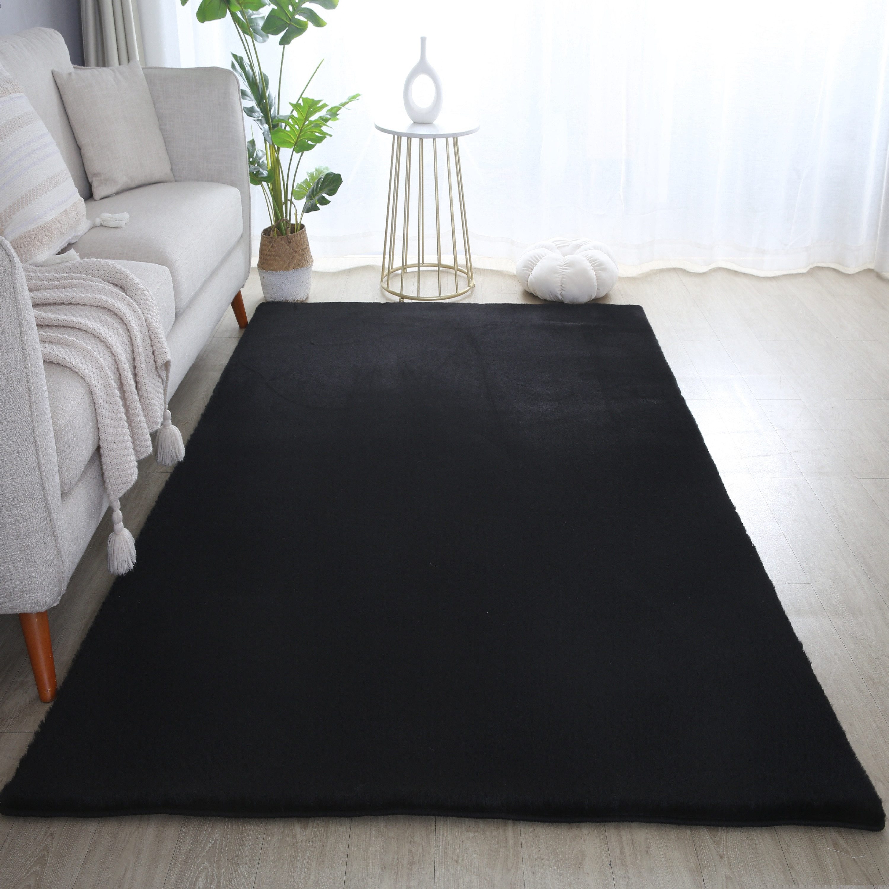 SIMPEX24 Teppich Unicolor - Einfarbig, Läufer, Höhe: 20 mm, Teppich Wohnzimmer Einfarbig Shaggy Modern Flauschiger Felloptik Weich