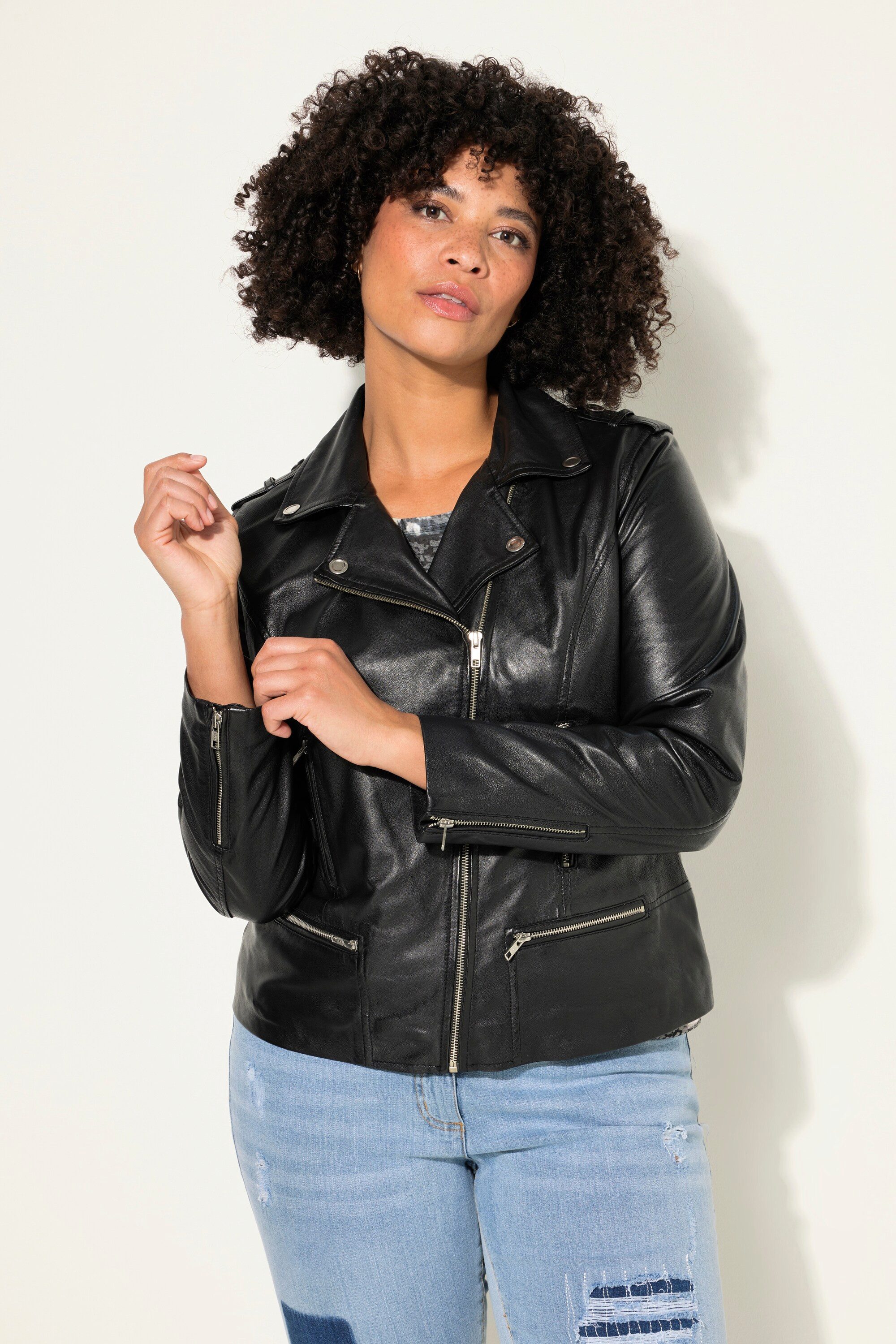 Angel of Style Lederjacke Leder-Bikerjacke Metallzipper günstig online kaufen