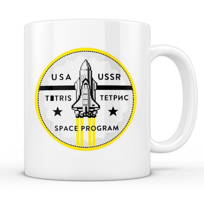 style3 Tasse Keramik Space Race Kaffeebecher Tasse nes game boy 80er 90er tetris space shuttle buran puzzle spiel