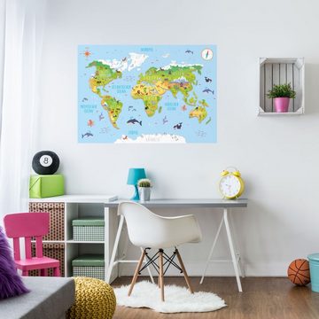nikima Poster Kinder Weltkarte 3D, Weltkarte, in 3 Größen