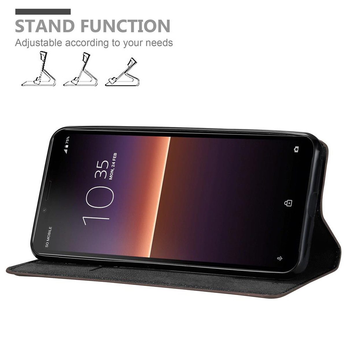 Cadorabo Handyhülle für Sony Xperia 10 II Hülle Sony Xperia 10 II, Hülle Schutzhülle mit Standfunktion, Magnetverschluss und Kartenfach