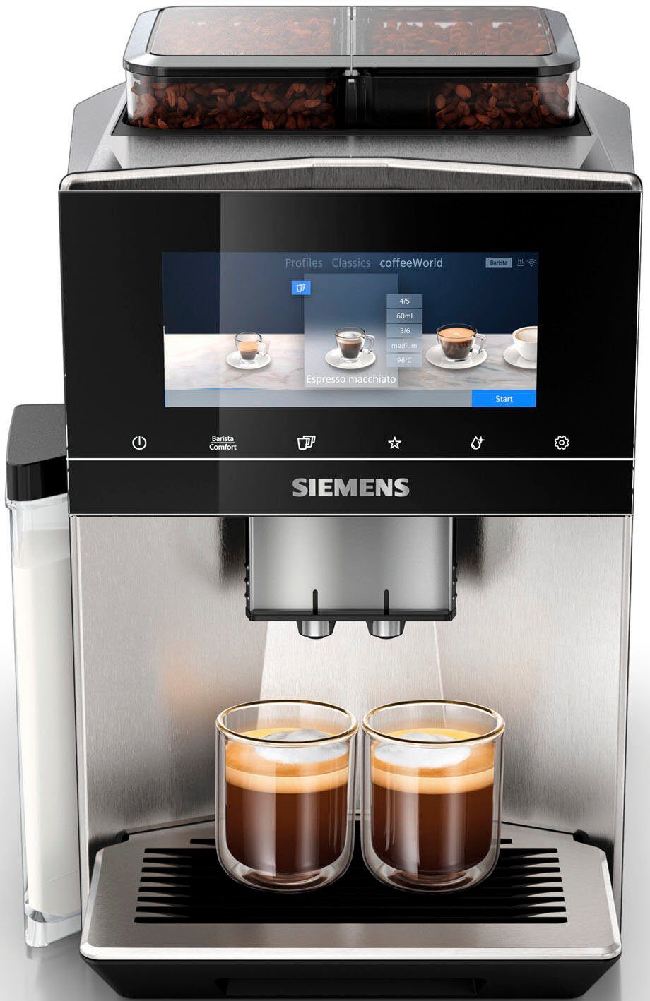 SIEMENS Kaffeevollautomat EQ900 TQ907D03, 2 Bohnenbehälter, automatische  Bohnenanpassung, extra leise