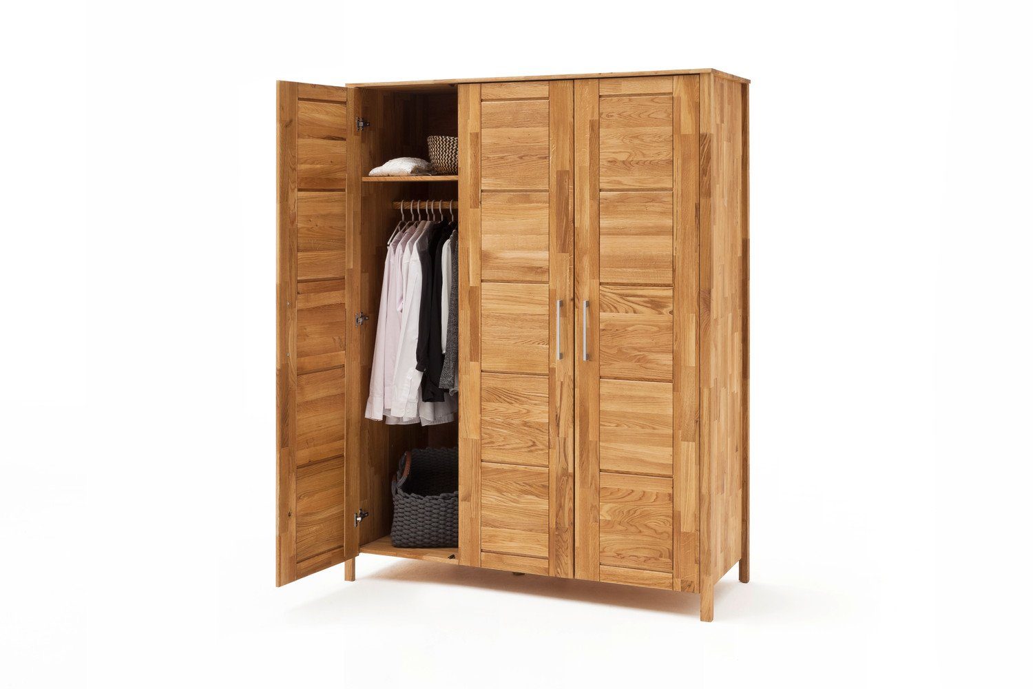 Natur24 Kleiderschrank Kleiderschrank Schrank Kernbuche Zenna 3-türig