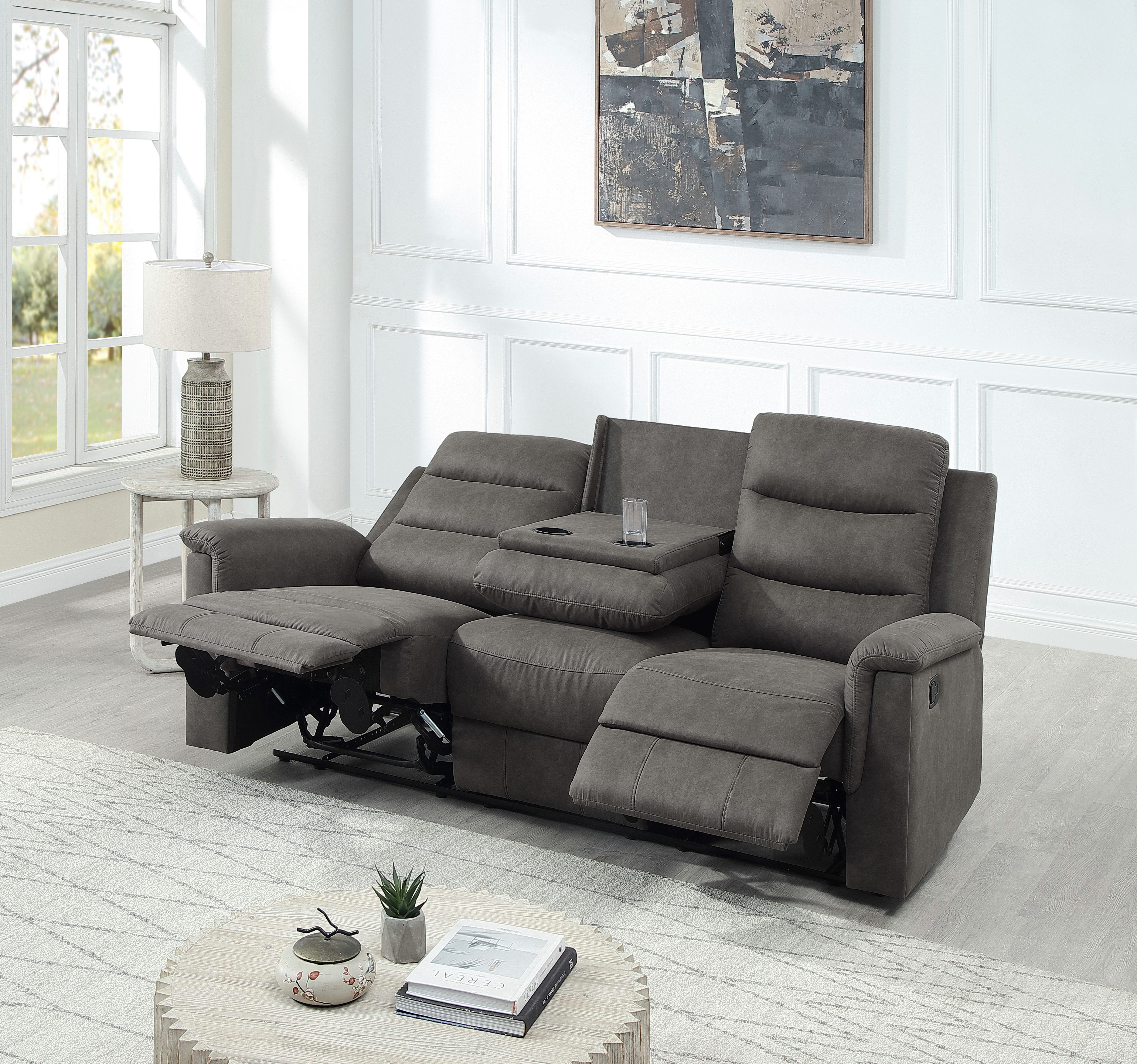 OTTO home 3-Sitzer Cliff mit 2 Relaxfunktionen, extra bequem, B:198cm, Kinosofa, Federkern und Becherhaltern in klappbarer Mittelkonsole