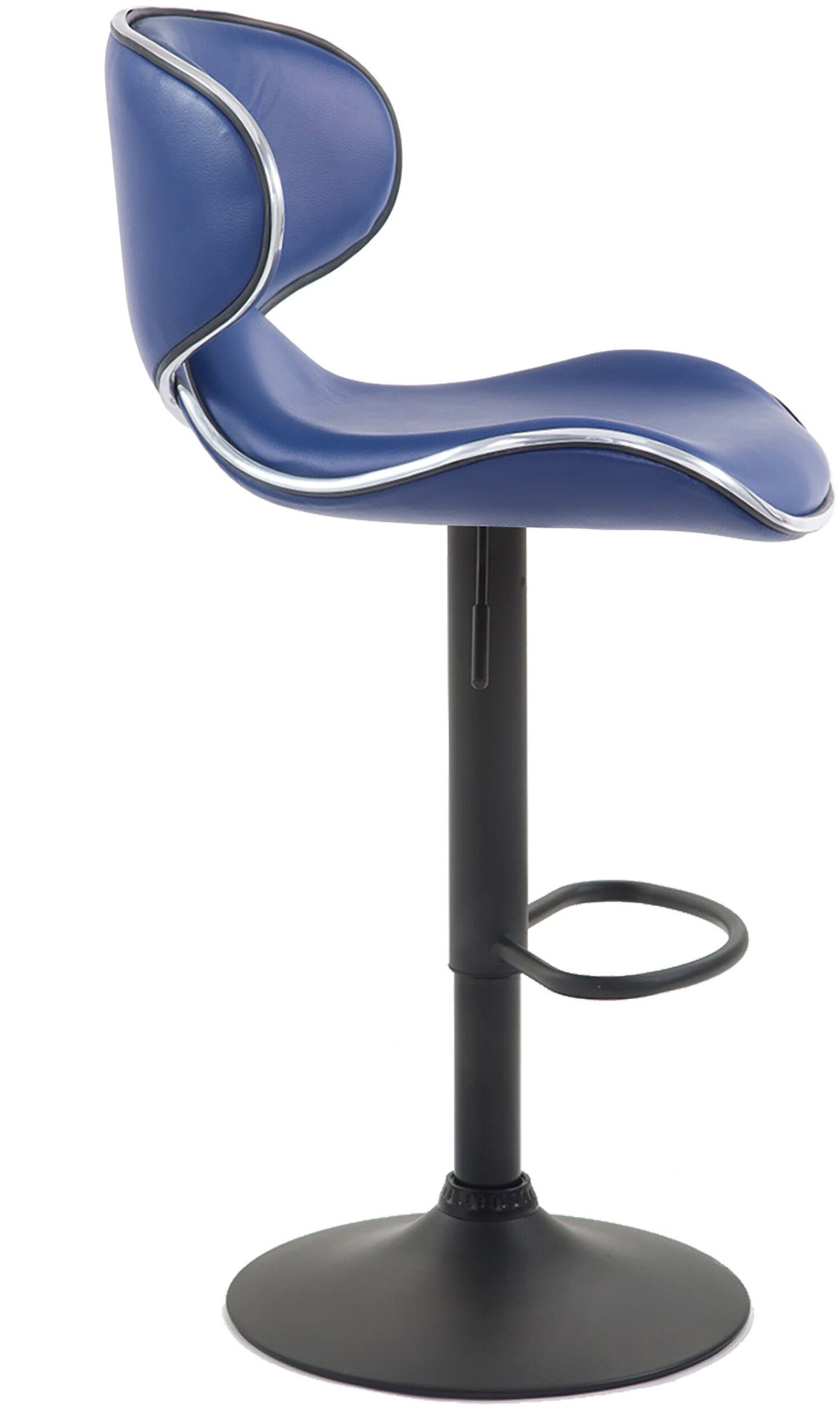 Kunstleder Blau - Barhocker - - Rückenlehne höhenverstellbar drehbar Hocker Gestell: - 360° Küche), für Theke (mit Metall schwarz & TPFLiving Las-Palmas Sitzfläche: hoher