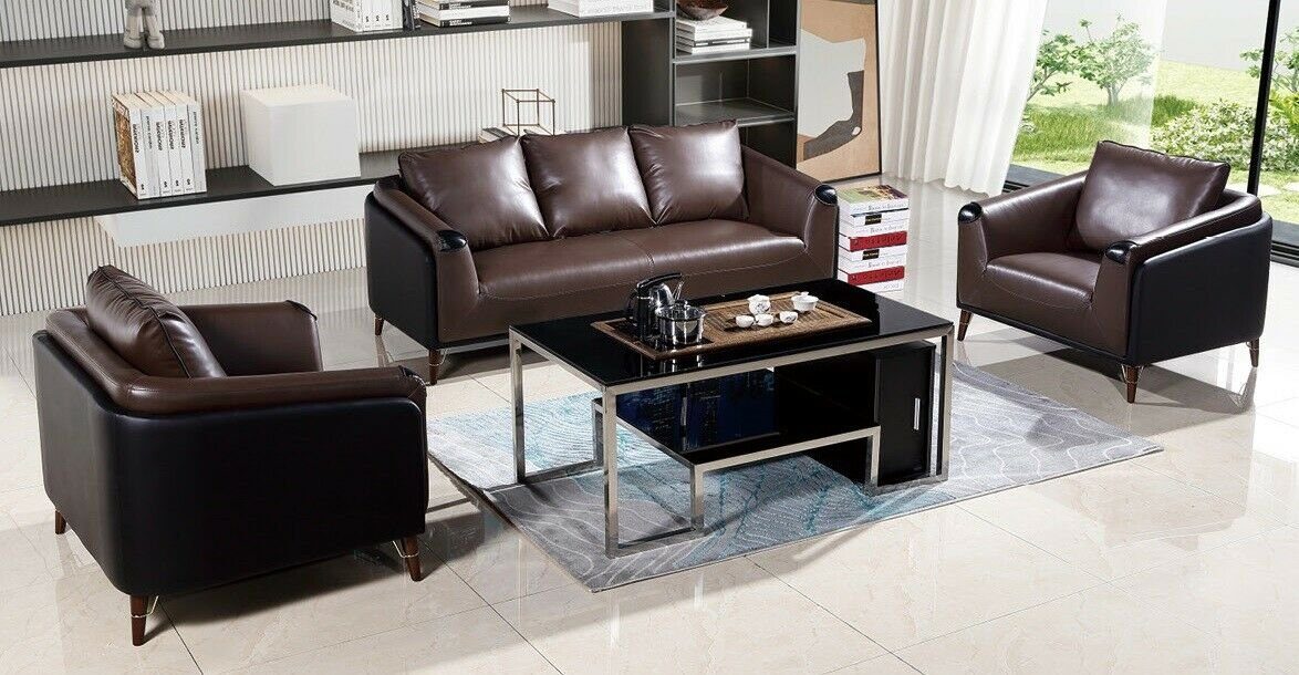 JVmoebel Sofa Sofagarnitur 3+1+1 Sitzer Garnitur Wohnlandschaft Design, in Ledersofa Europe Made