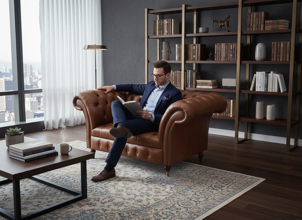 JVmoebel Chesterfield-Sessel Leder Sessel im Chesterfield-Stil für modernes Wohnen (Sessel), Made in Europa
