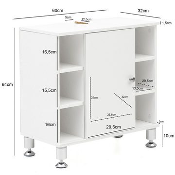 Wohnling Waschbeckenunterschrank WL5.752 (60 x 64 x 32 cm Weiß, Badschrank mit Tür) Unterschrank Waschbecken, Waschtischunterschrank