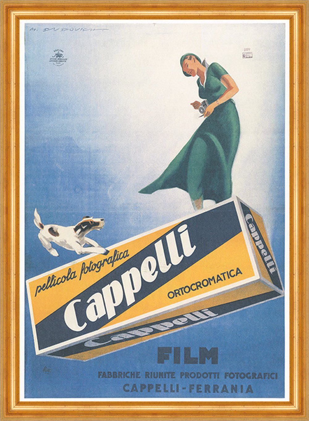 Kunstdruck CAPPELLI Film Fototechnik Italien Ortocromatica Werbung 359 Gerahmt