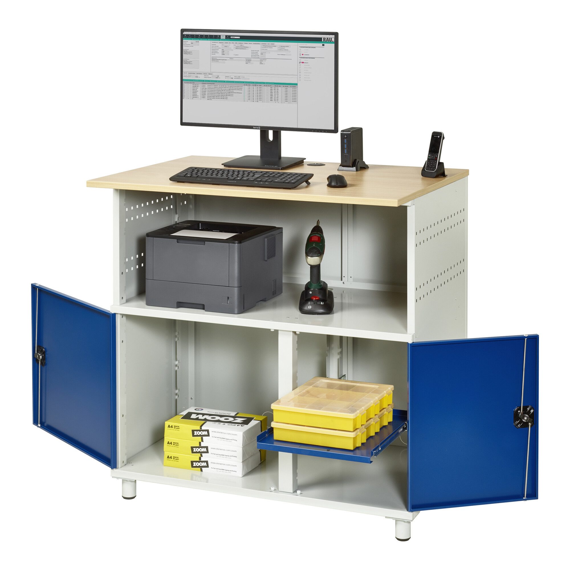 RAU Werkzeugschrank Rau Computer-Tisch ohne Monitorengehäuse stationär BxTxH 1100x800x1100